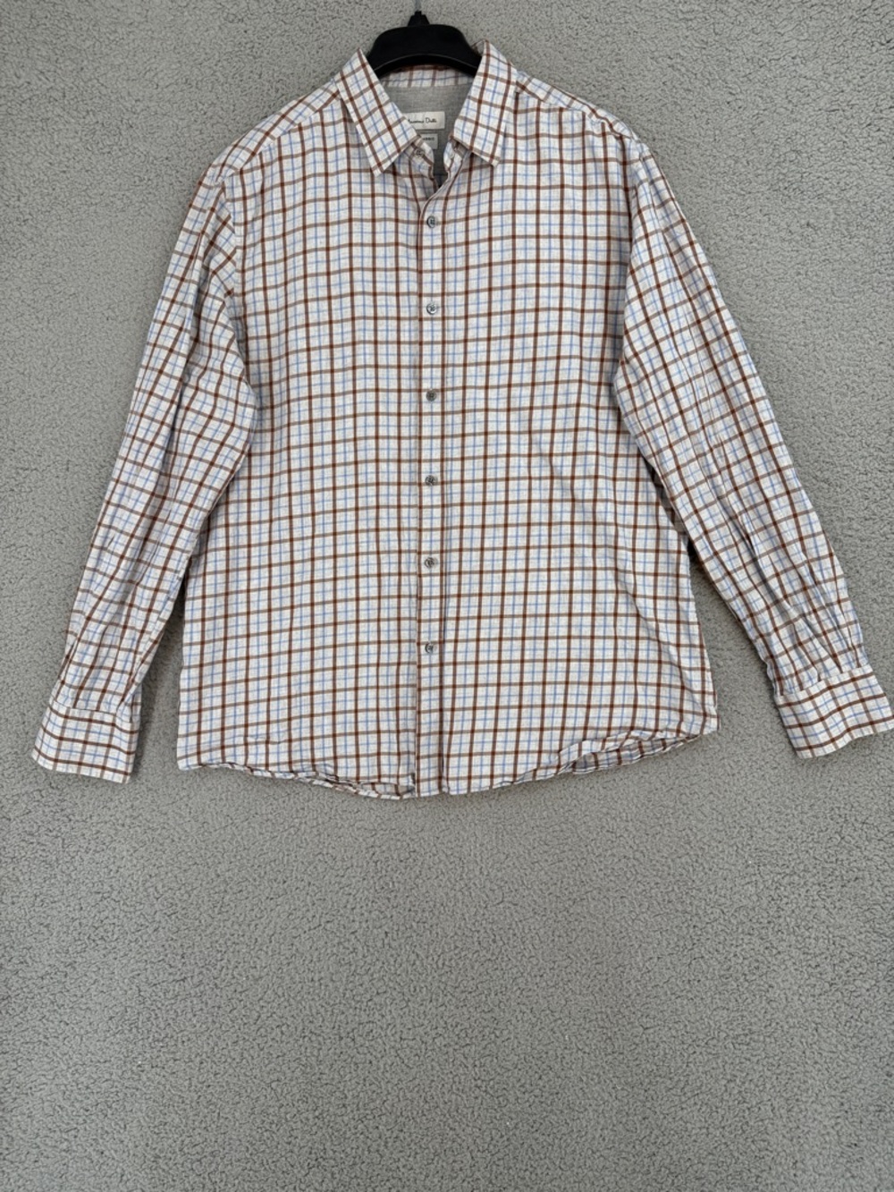 Massimo Dutti men’s xl long sleeve button up shirt White & Brown Plaid